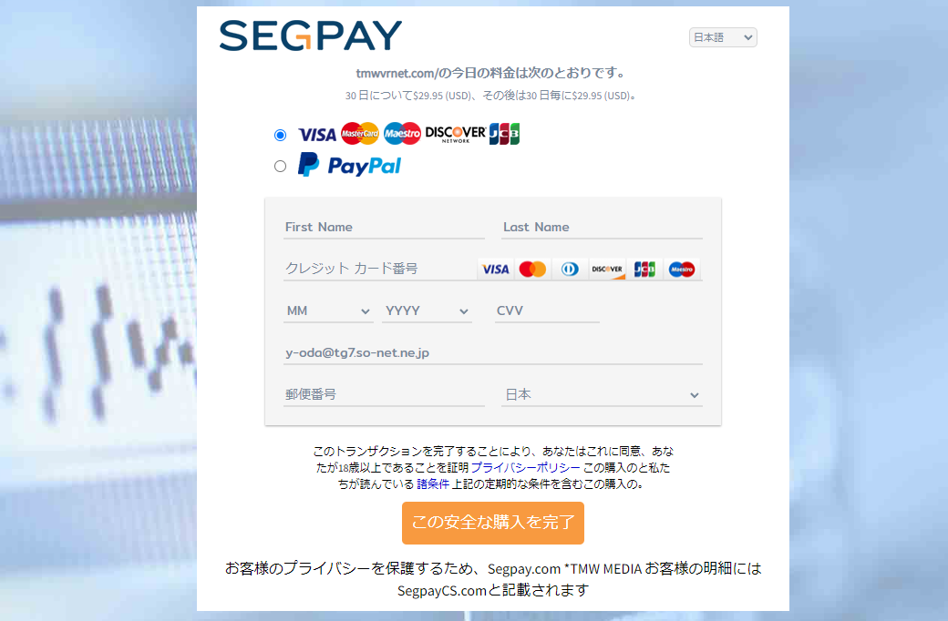 TmwVRnet最終支払い画面